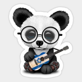 Baby Panda Playing Israeli Flag Guitar Sticker